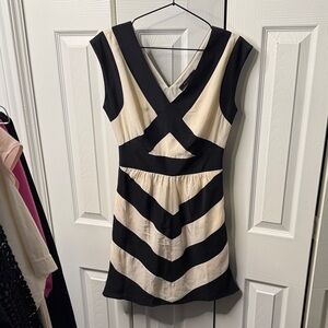 BCBGMaxAzria Black and Cream Chevron Mini Dress